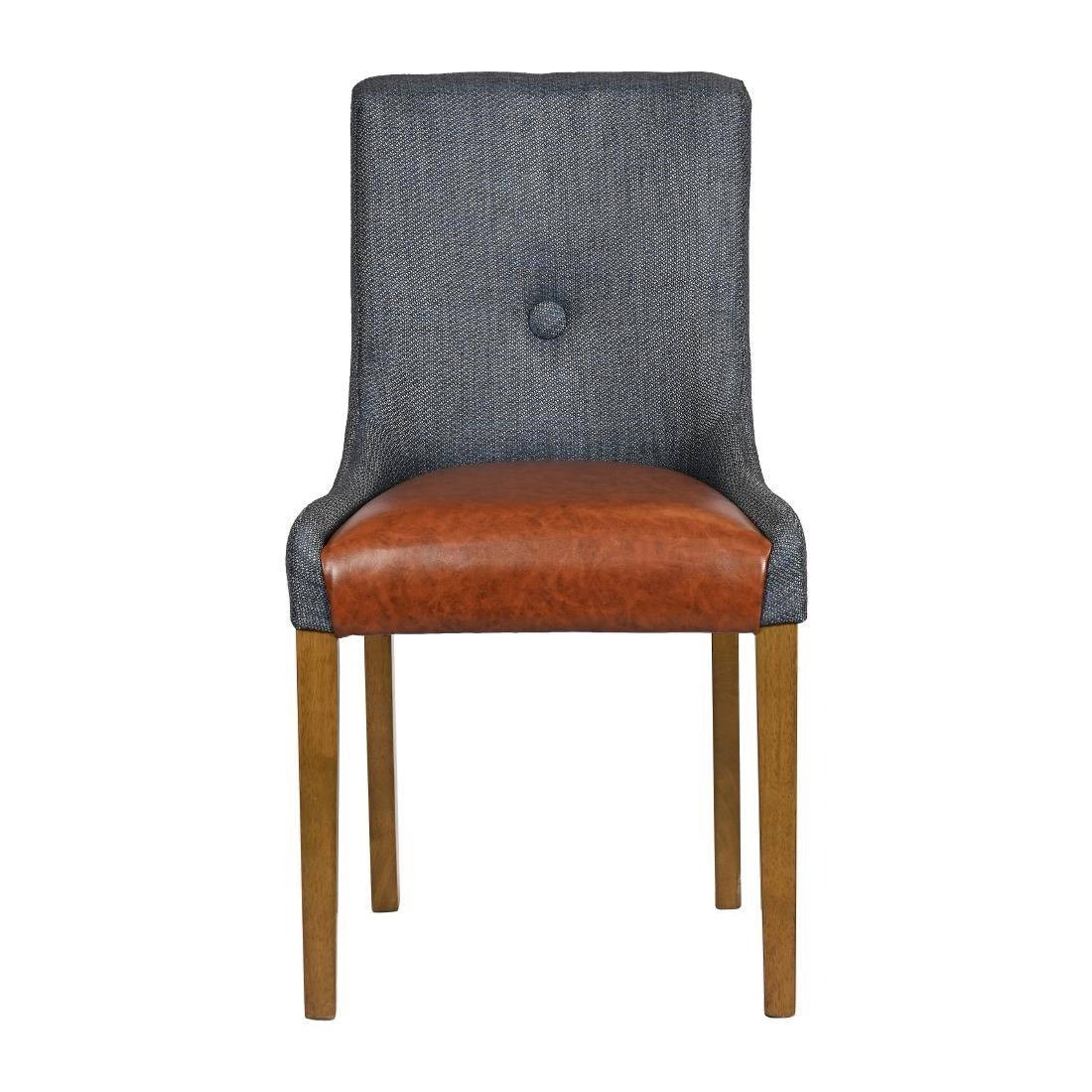 Bath Weathered Oak Dining Chairs with Sea Back & Tan Seat (6 Pack)