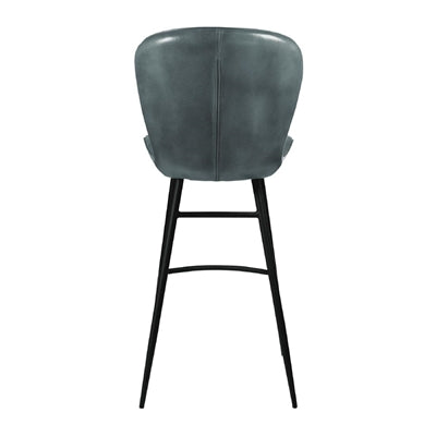 Lars Leather Bar Stool Steel Grey