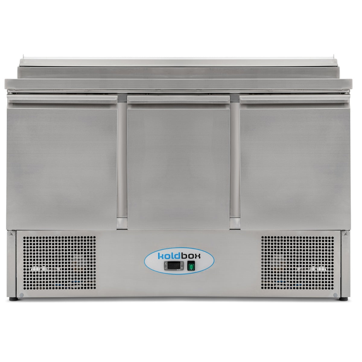 Graded 01085 Kxcc3 Sal Compact Triple Door Refrigerated Prep Counter With Raised Collar