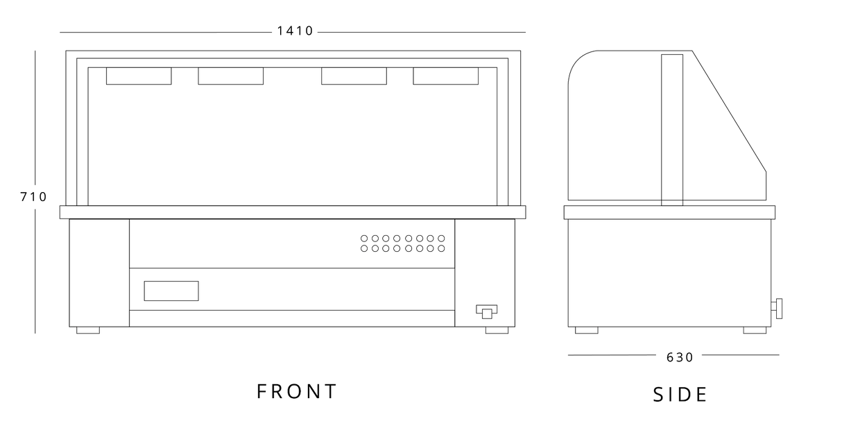 Counter Top Bain Marie With Glass Canopy 4 X Gn1/1