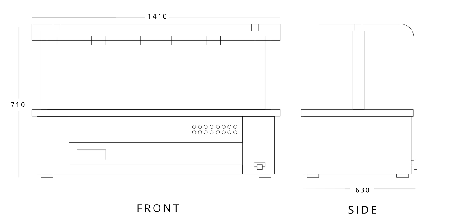Counter Top Bain Marie With Sneeze Guard 4x Gn1/1