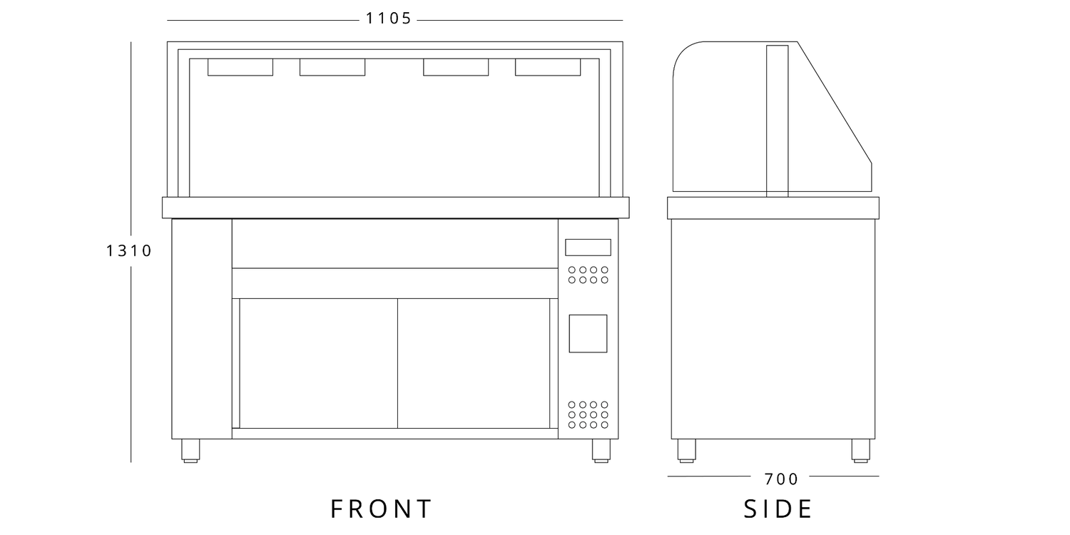 Bain Marie With Glass Canopy 3x Gn1/1