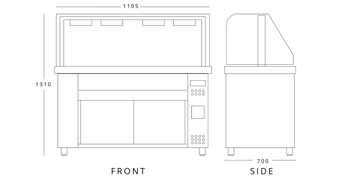 Bain Marie With Heated Cupboard And Glass Canopy 3 X Gn1/1