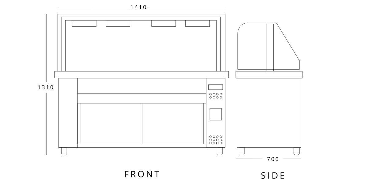 Bain Marie With Heated Cupboard And Glass Canopy 4x Gn1/1