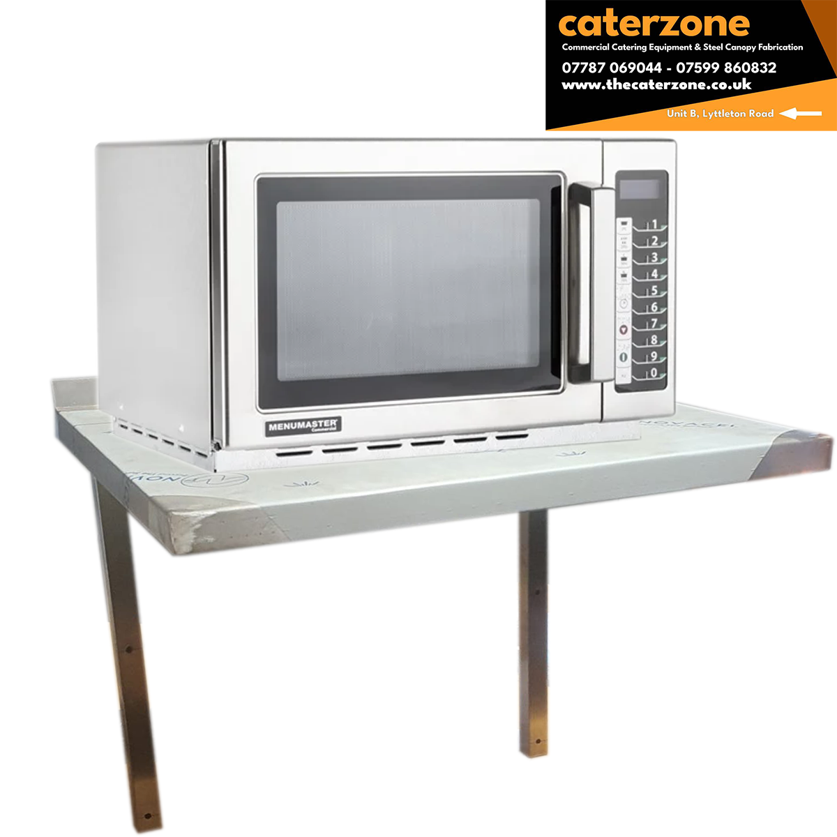 Commercial Heavy Duty Microwave Wall Shelf Stainless steel 600x500mm Made in UK