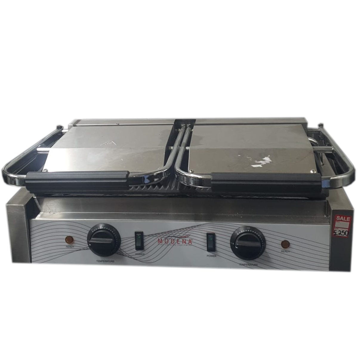 Commercial Panini Grill | Twin Contact Grill | Ribbed Plates 57x30x21cm - Refurbished