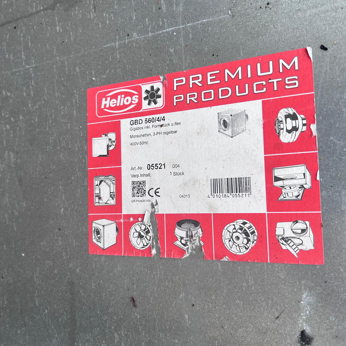 USED - GBD 560/4/4 – 3PH GigaBox Centrifugal Fan – Helios - Fan for ventilation system