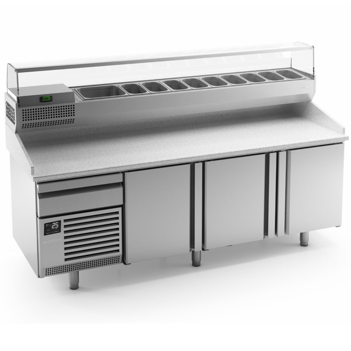 Triple Hinged Door Pizza Prep Counter