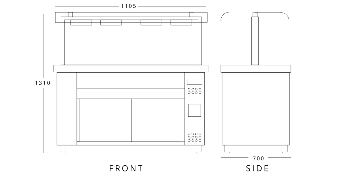 Bain Marie With Double Sneeze Guard 3 X Gn1/1