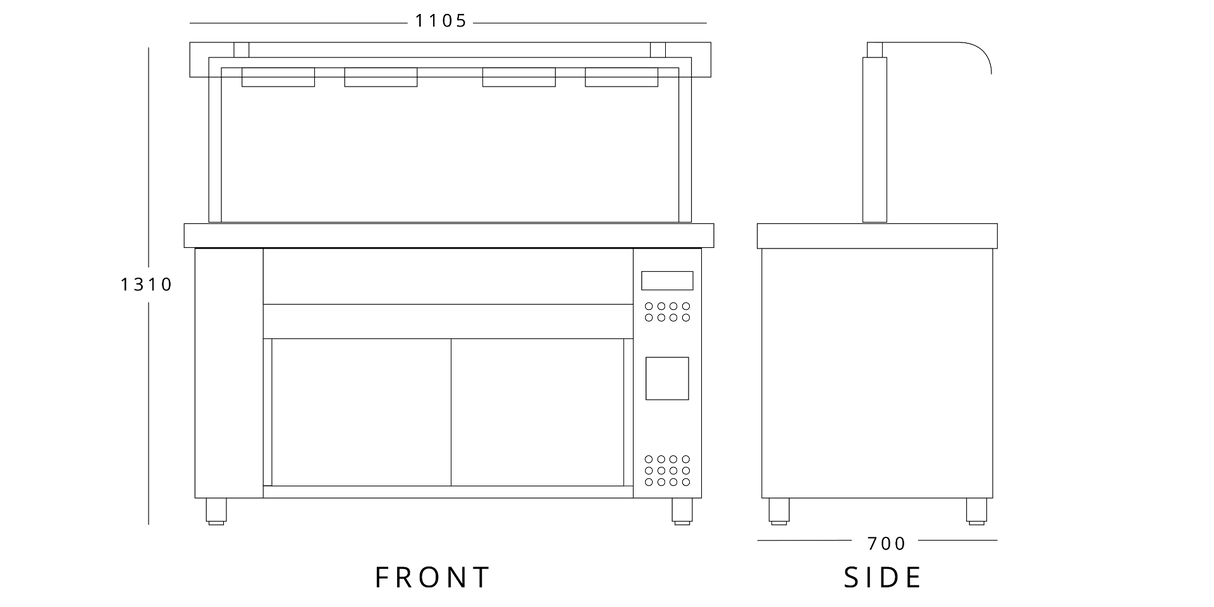 Bain Marie With Heated Cupboard And Sneeze Guard 3 X Gn1/1