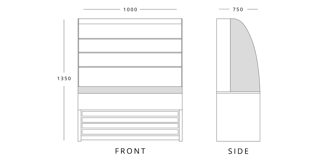 1m Low Height Open Front Merchandiser
