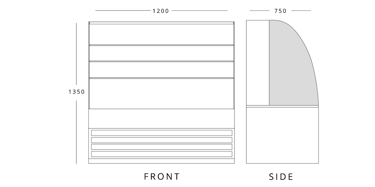 Chilled Patisserie Display 1200 Mm Wide
