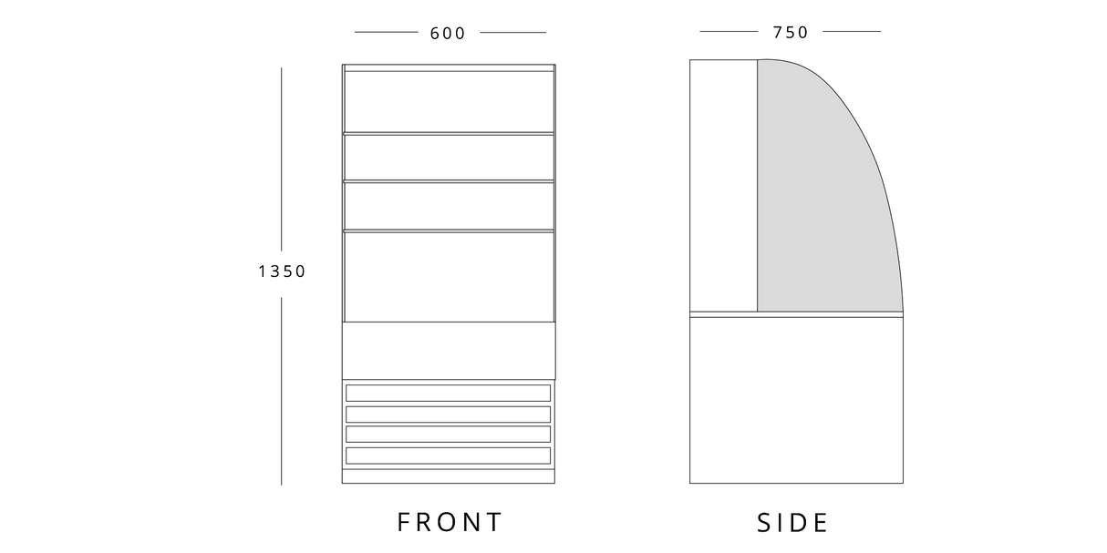 Chilled Patisserie Display 600mm Wide