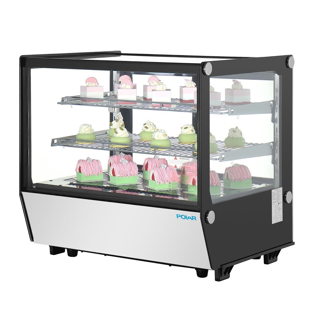 Polar G-Series Countertop Display Fridge Black Square Glass 120Ltr