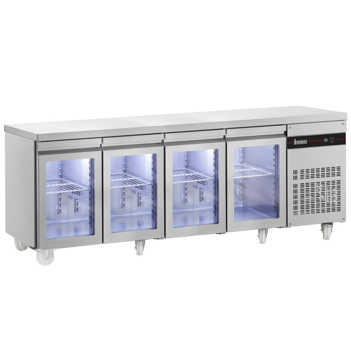 583 L Four Hinged Glass Door Gastronorm Counter Refrigerator