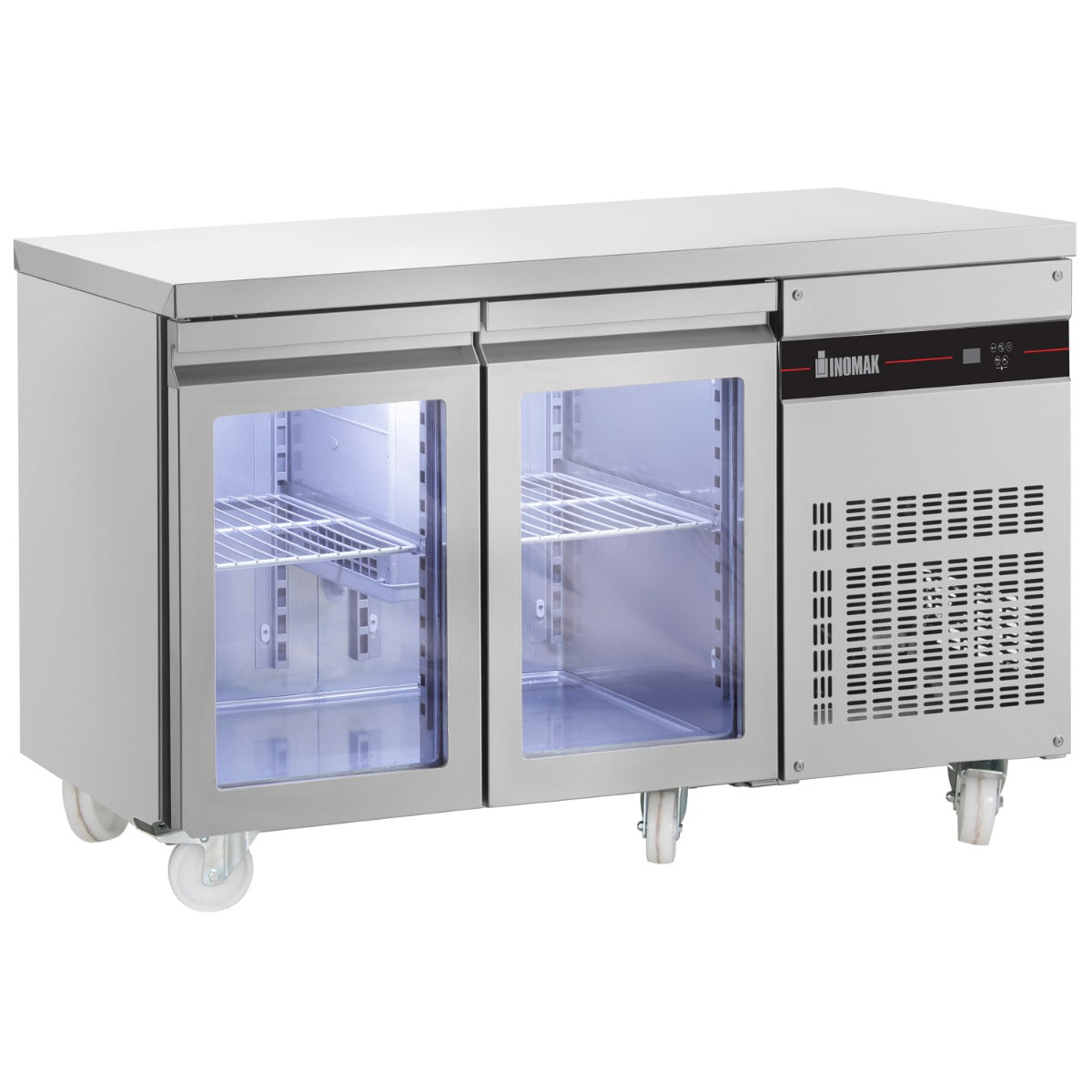 274 L Double Hinged Glass Door Gastronorm Counter Refrigerator