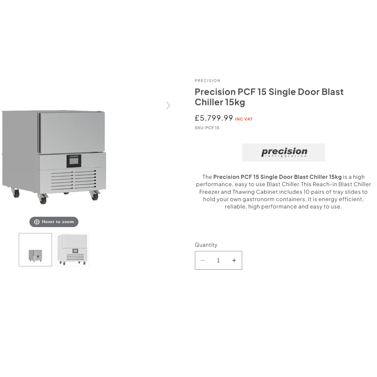 Precision PCF 15 SS Undercounter Blast Chiller / Freezer - Refurbished