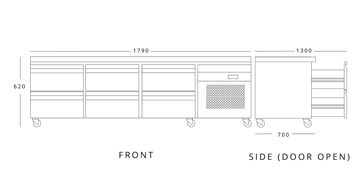 Six Drawer Low Height Snack Counter