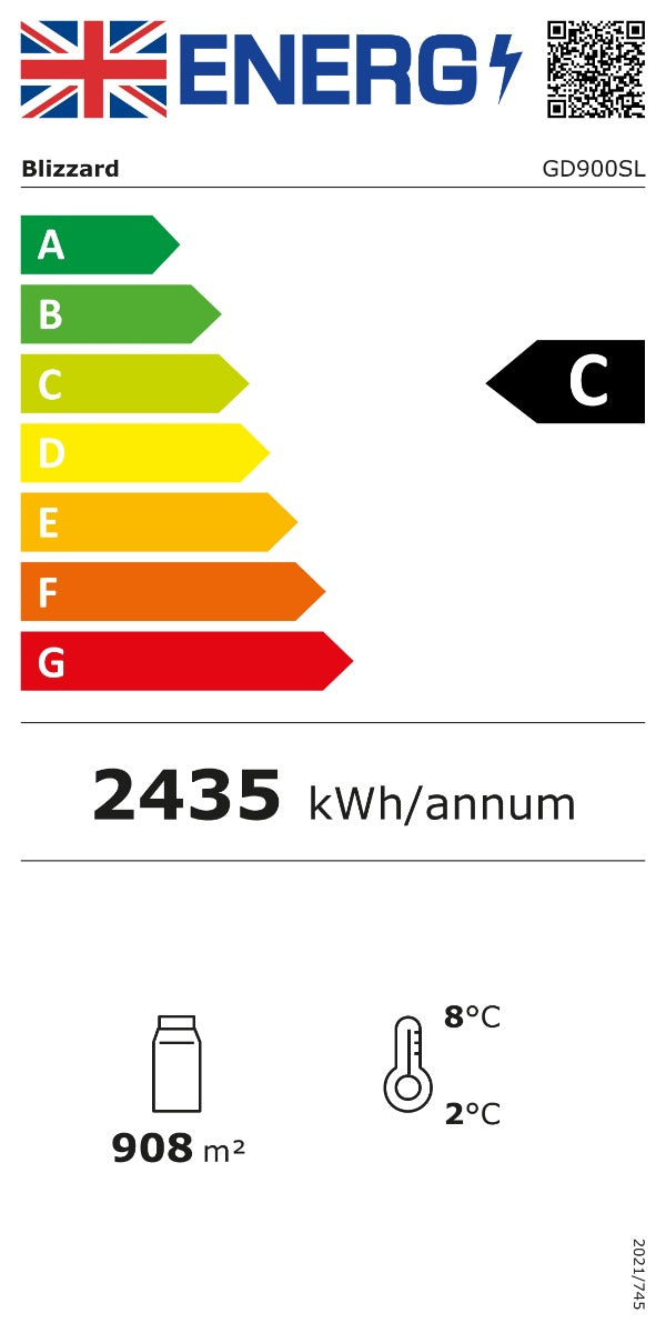 900 L Double Sliding Glass Door Display Merchandiser