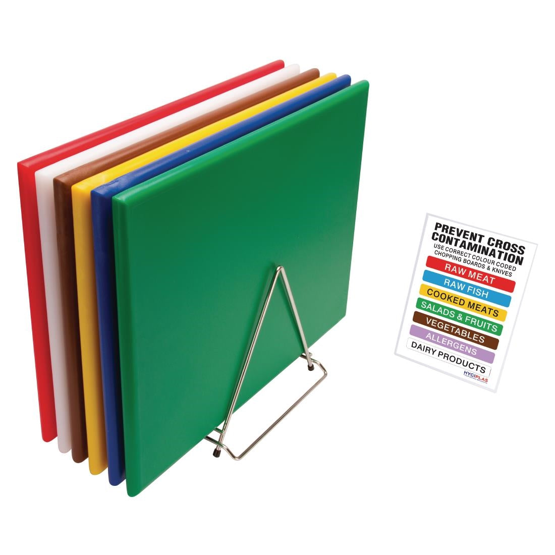 Hygiplas High Density 6-Piece Chopping Board with Rack 600x450x24mm