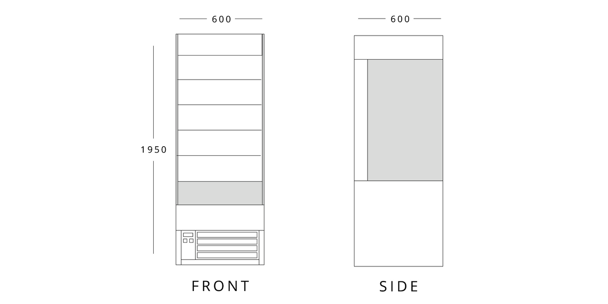 60cm Slim Tiered Display