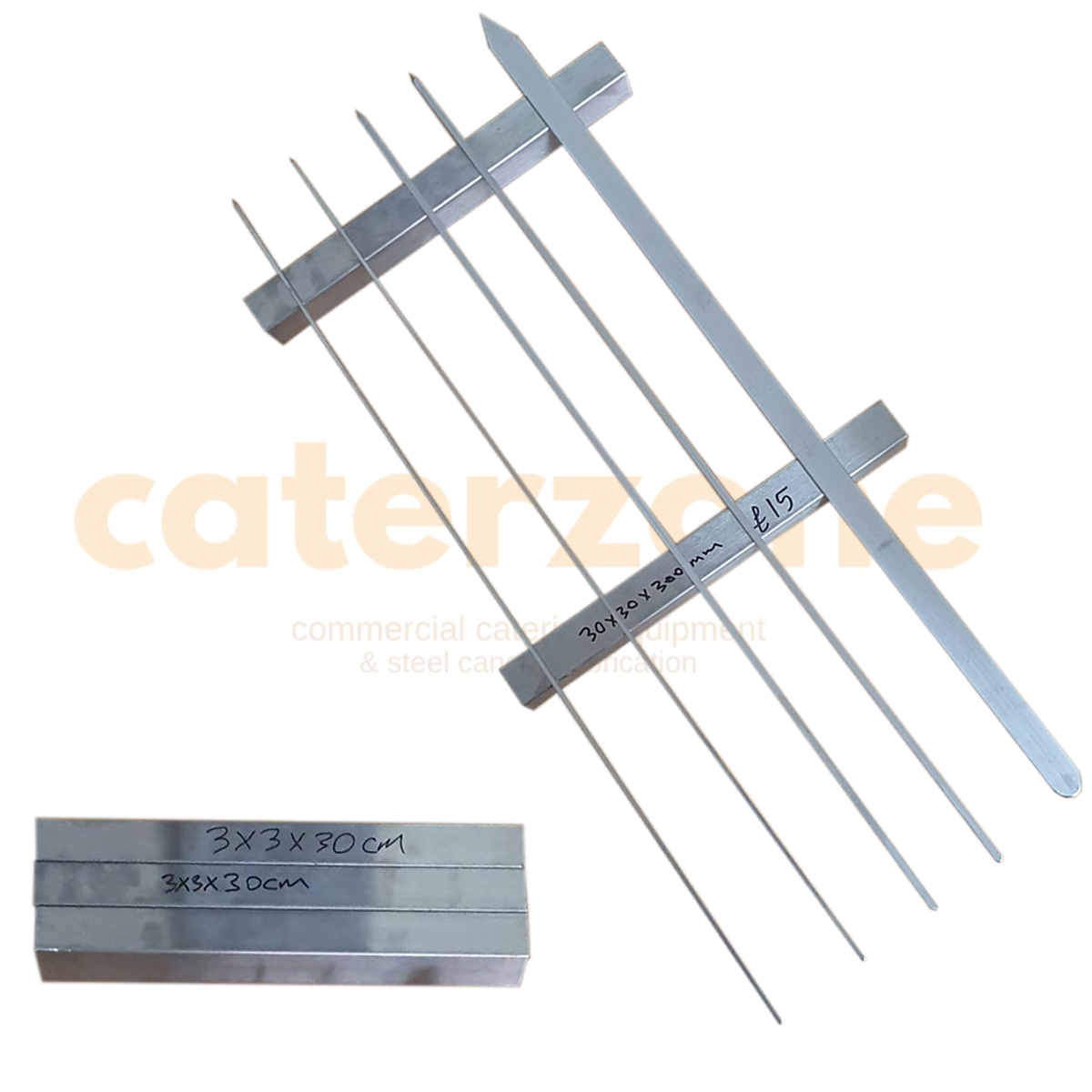 Stainless Steel Kebab Skewer Shish Separator - 300mm Length, 30mm Thickness