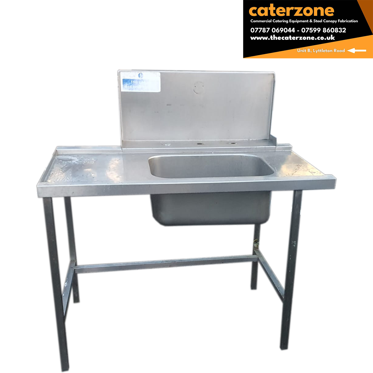 Commercial 1 bowl dishwasher sink 120x62-72-88cm - Used