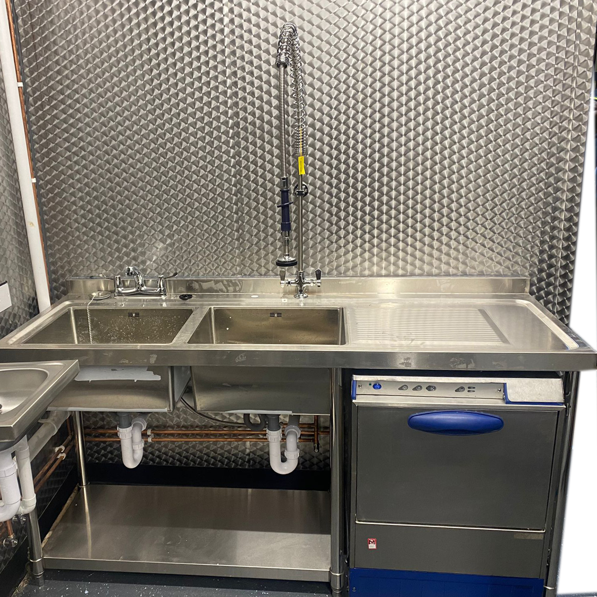 Double Bowl Commercial Sink For Dishwasher- 1800x650x900mm Right/Left Hand Drainer