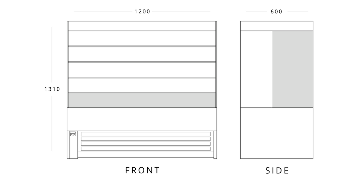 1m Low Height Slim Tiered Display
