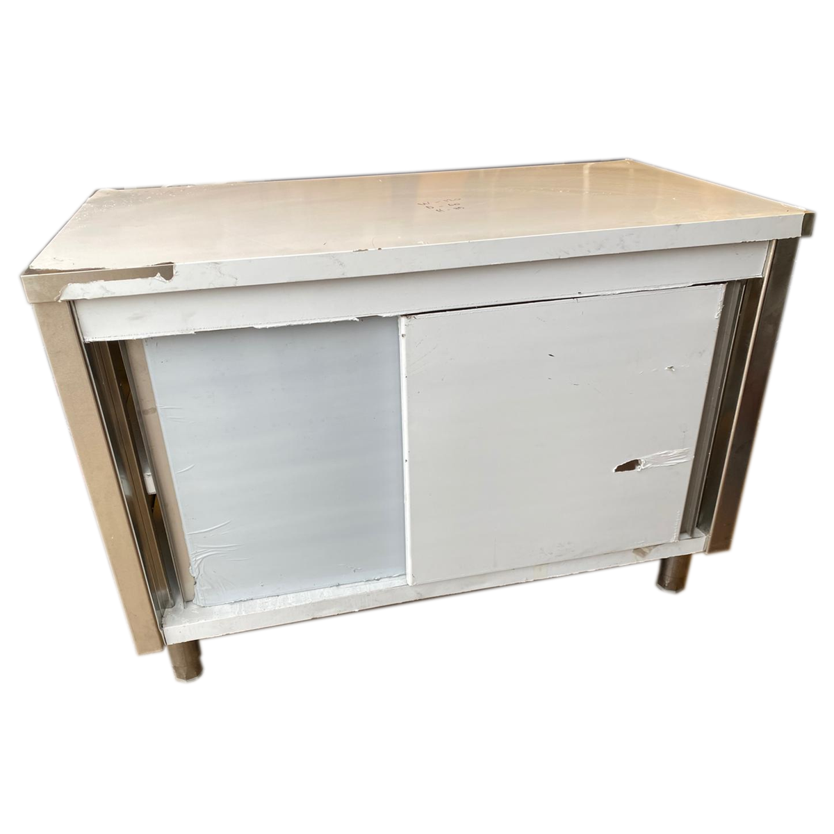 B Grade Commercial Worktop Floor Cupboard Sliding doors Stainless steel 1200x600x850mm
