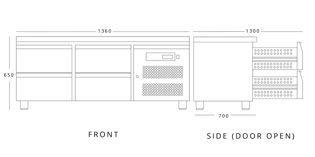 Four Drawer Low Height Snack Counter