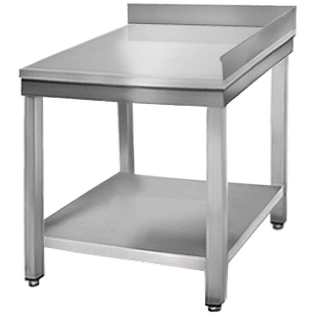 Professional Work Table Corner Stainless Steel Bottom Shelf Upstand Back/Right 700x700x950mm | Thats77 C