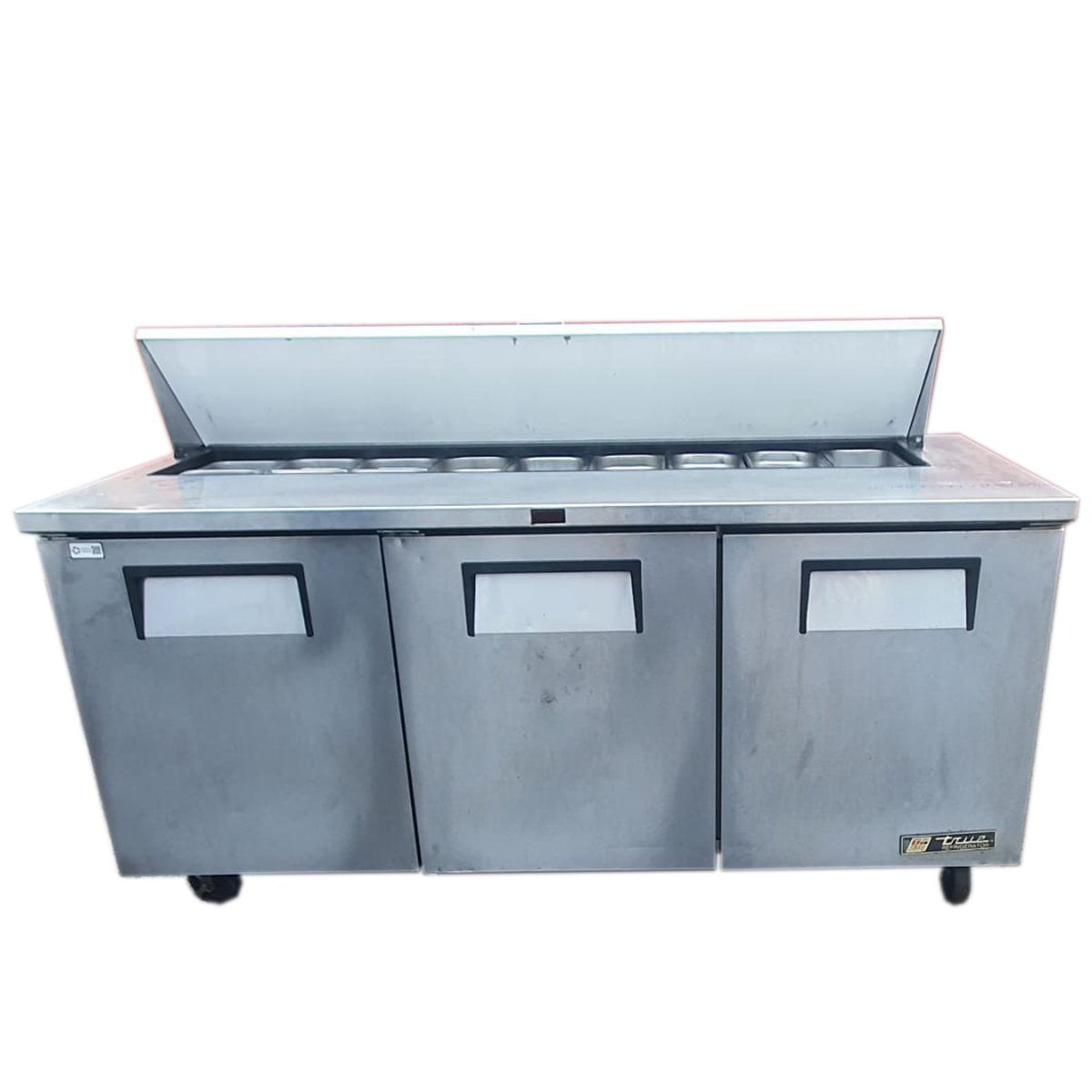 True Salad Prep Counter 3 Door 184 cm 538Ltr Pizza Topping Fridge - Refurbished