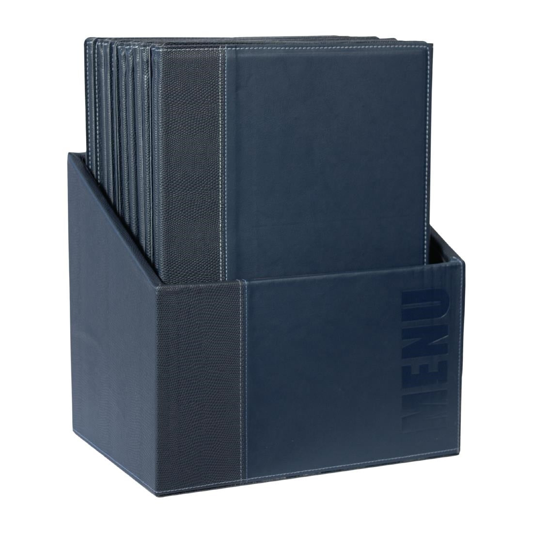 Securit Contemporary A4 Menu Covers with Storage Box Blue