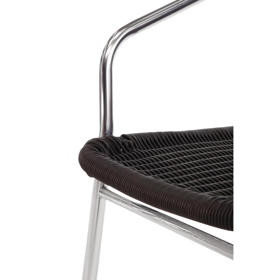 Bolero Aluminium and PE Wicker Chairs Black (4 Pack)