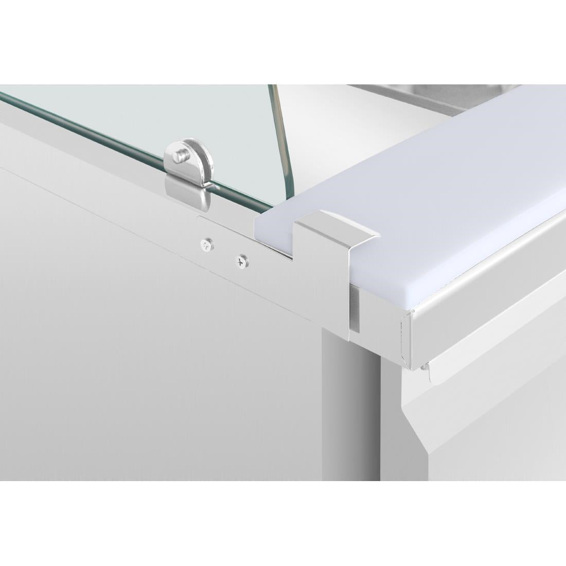 Polar U-Series GN Saladette Counter with Square Sneeze Guard 3 Door