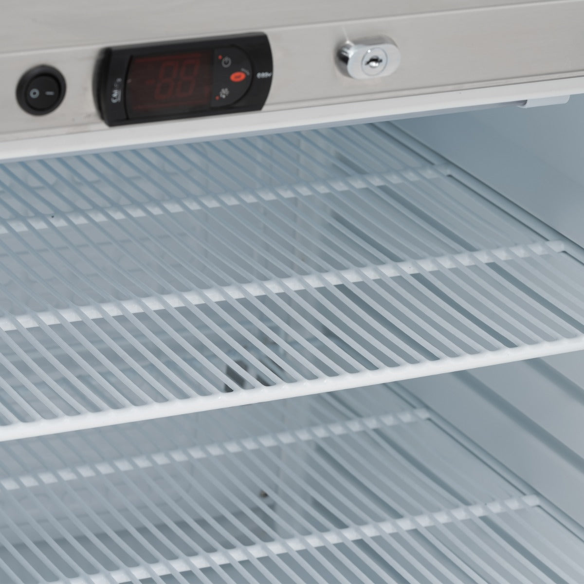 Single Hinged Glass Door Under Counter Refrigerator
