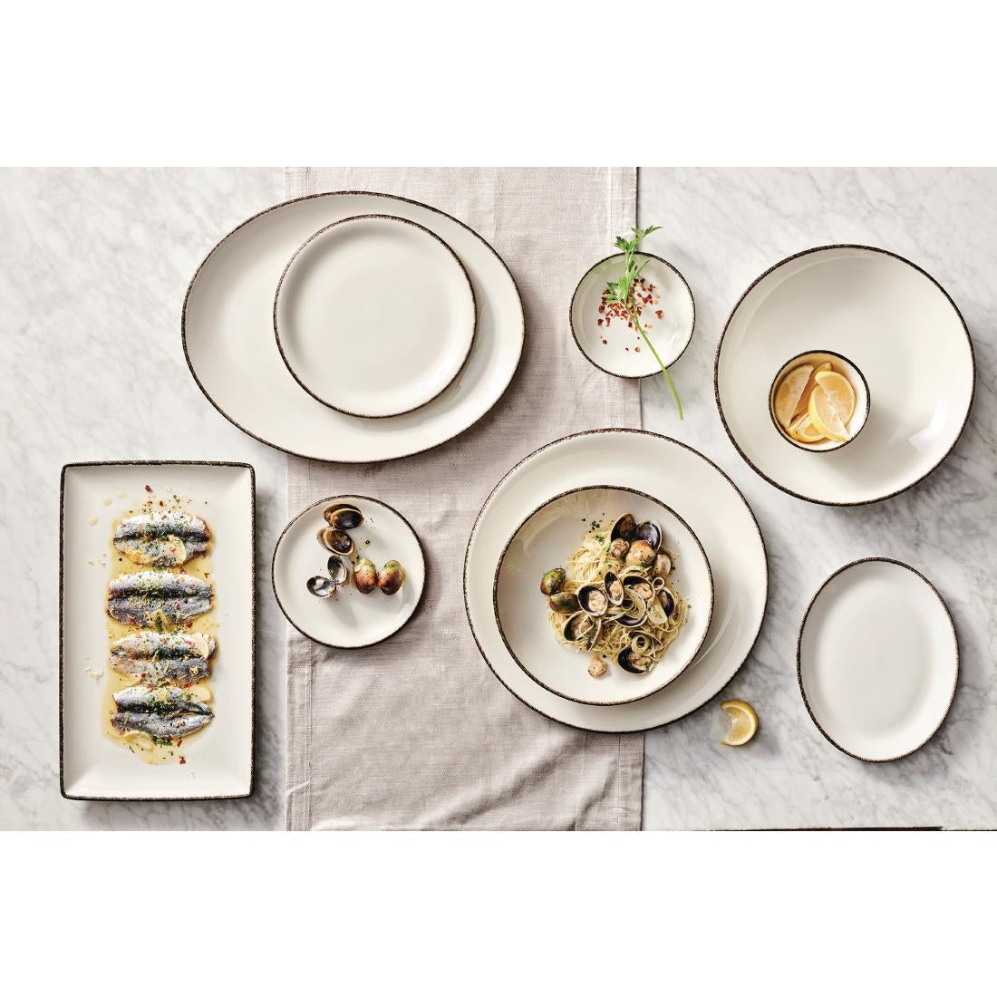 Steelite Charcoal Dapple Oval Coupe Plates 202mm (24 Pack)