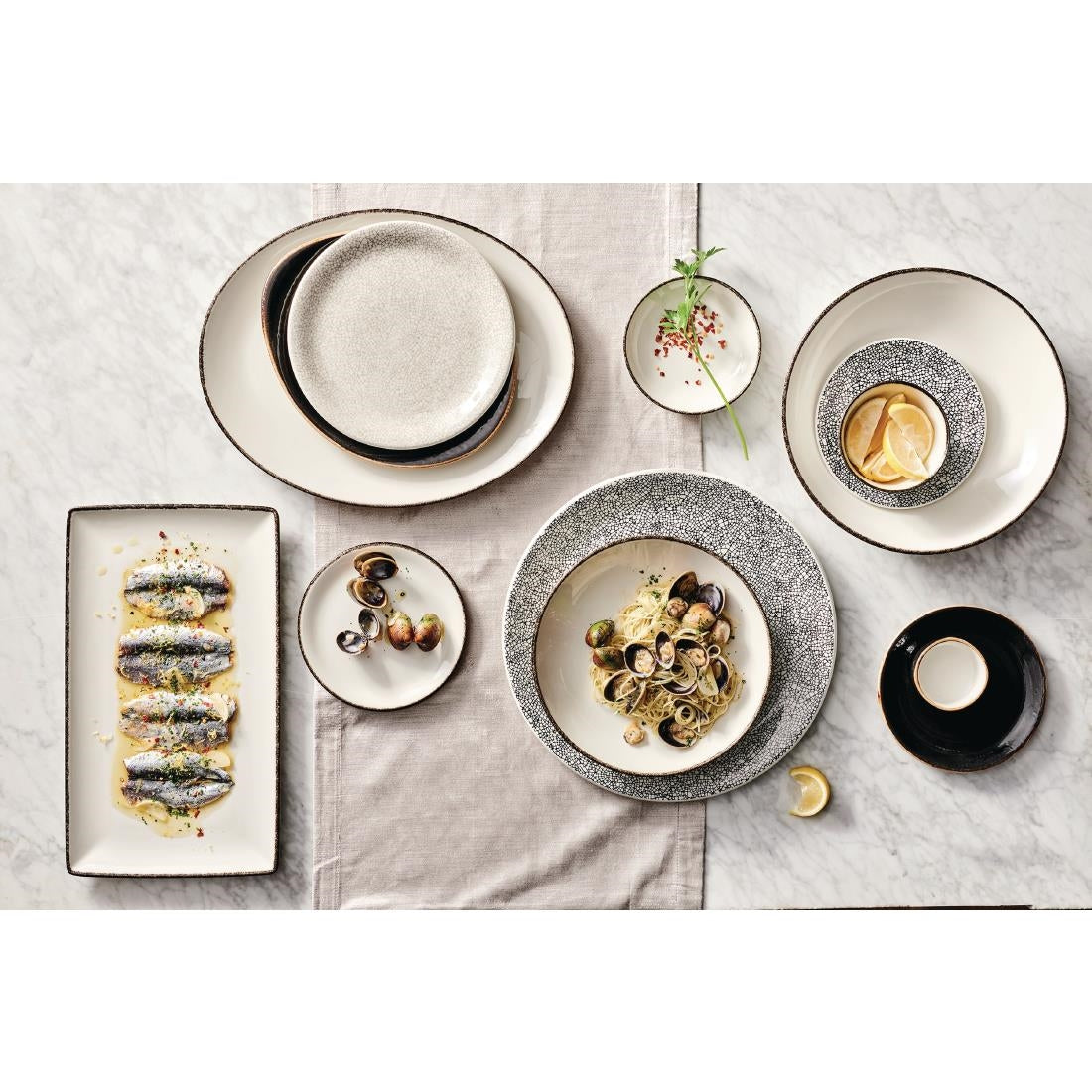 Steelite Charcoal Dapple Oval Coupe Plates 202mm (24 Pack)
