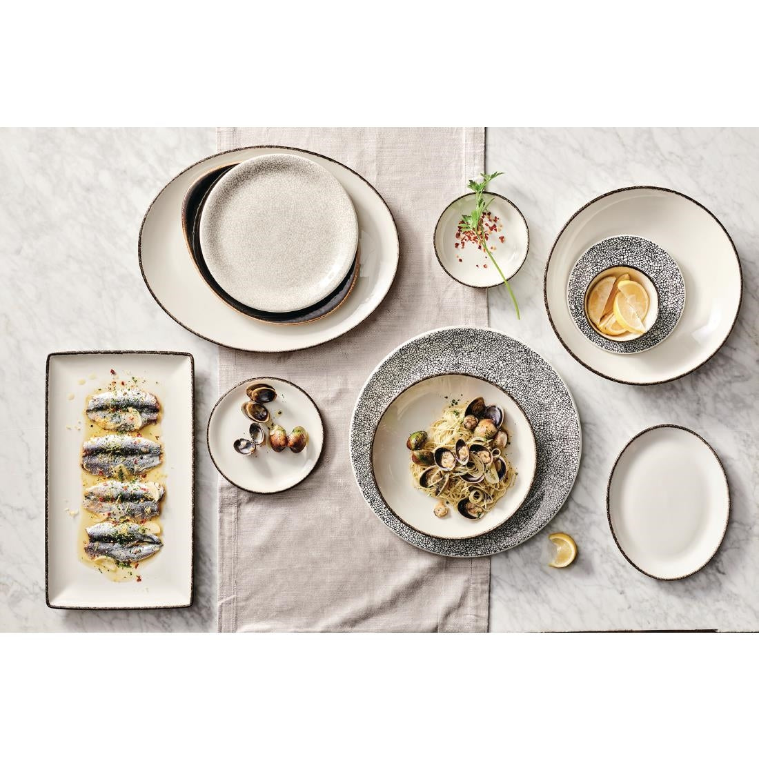 Steelite Charcoal Dapple Oval Coupe Plates 202mm (24 Pack)