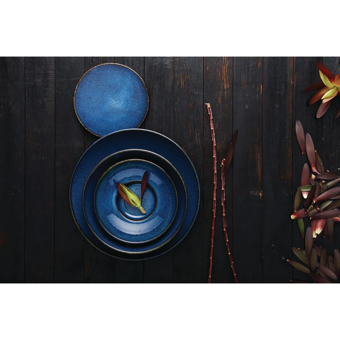Rene Ozorio Wabi Sabi Rimmed Coupe Bowls Indigo 240mm (6 Pack)