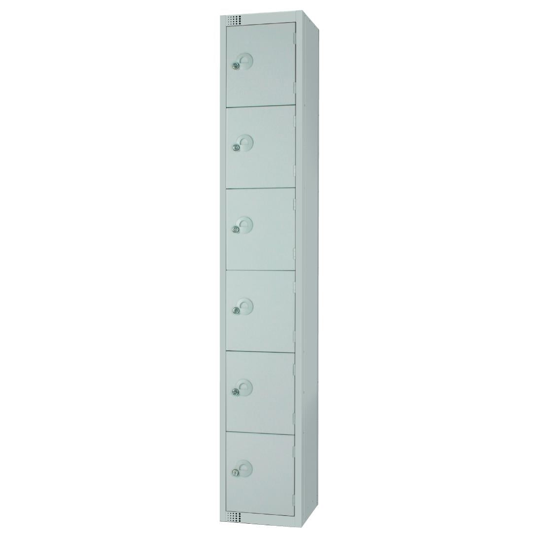 Elite Six Door Coin Return Locker with Sloping Top Grey