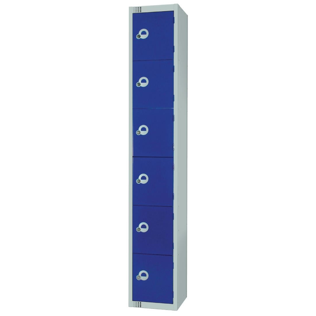 Elite Six Door Manual Combination Locker Locker Blue with Sloping Top