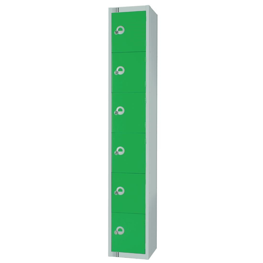Elite Six Door Manual Combination Locker Locker Green with Sloping Top