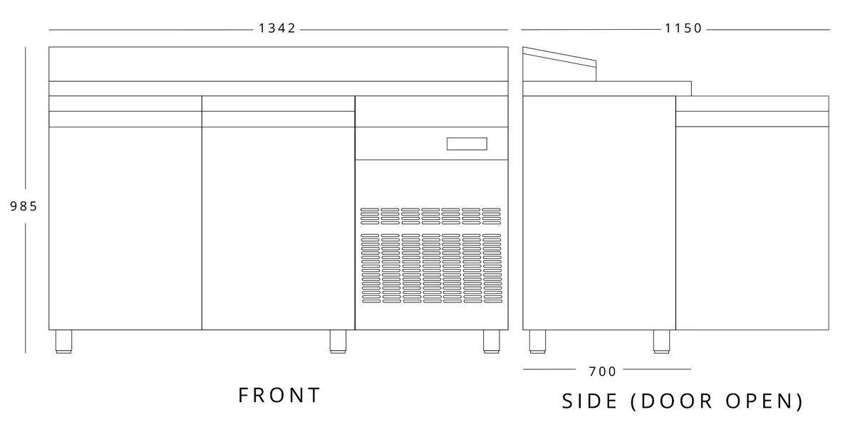 Double Hinged Door Gastronorm Prep Counter With Raised Collar