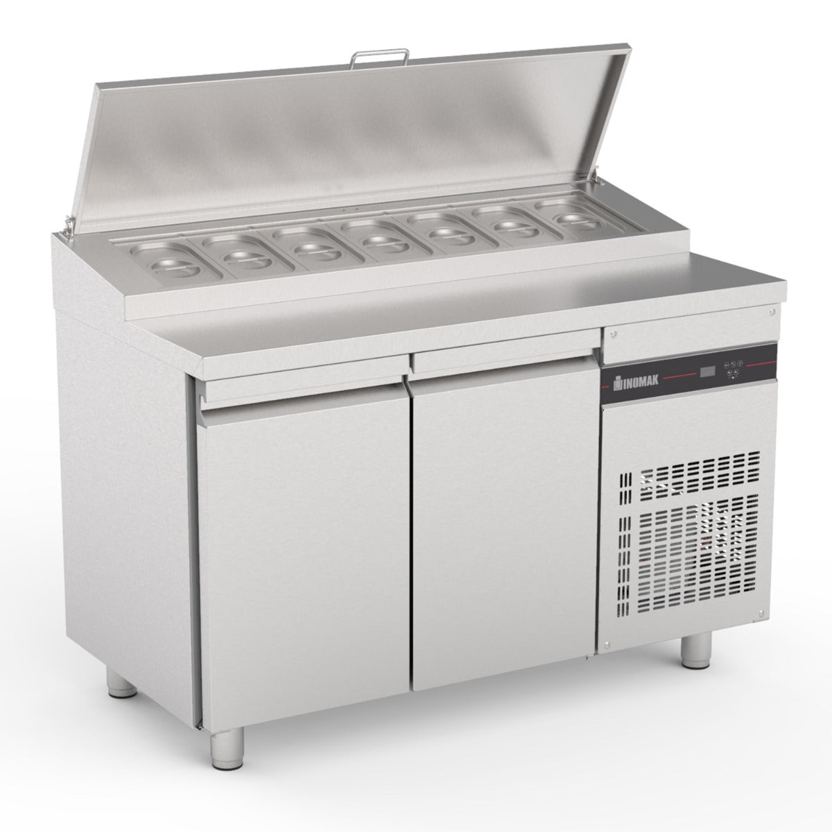 Double Hinged Door Gastronorm Prep Counter With Raised Collar