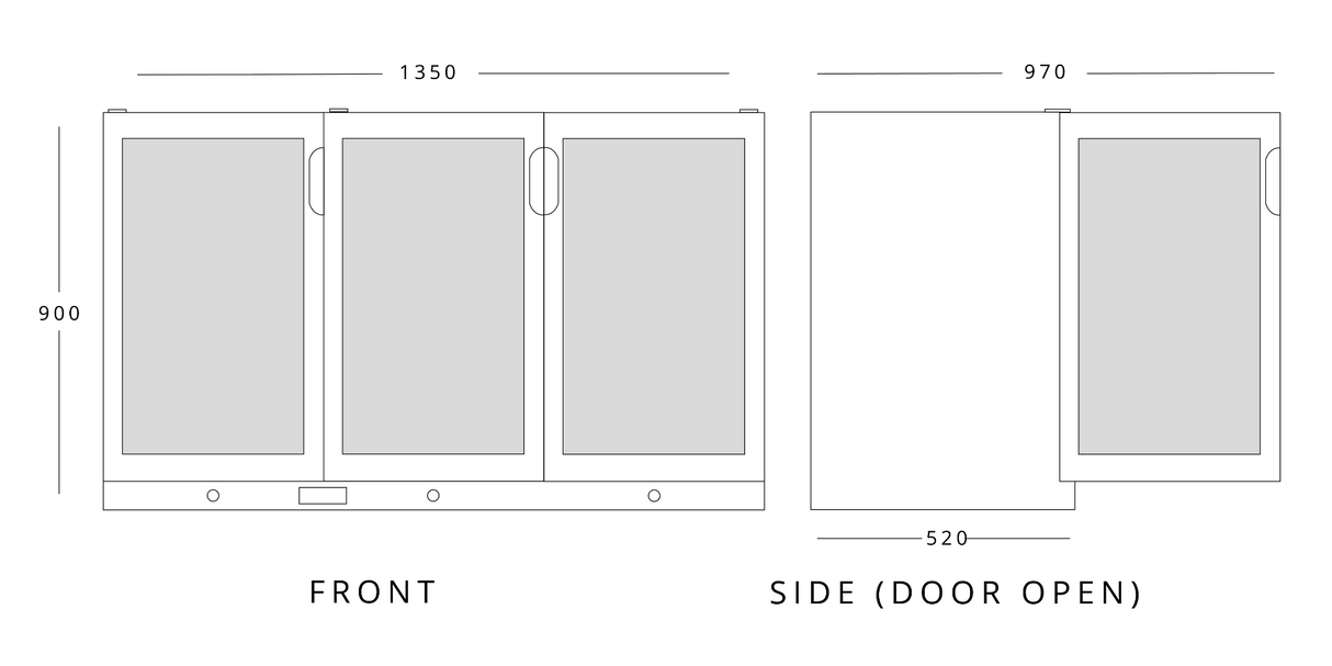 Triple Hinged Glass Door Bottle Cooler