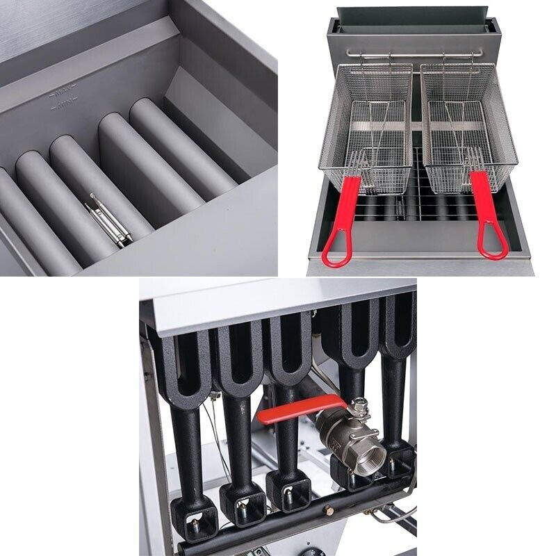 Natural Gas Deep Fat Chips Fryer - Single Tank Twin Basket-5 Burner-Freestanding