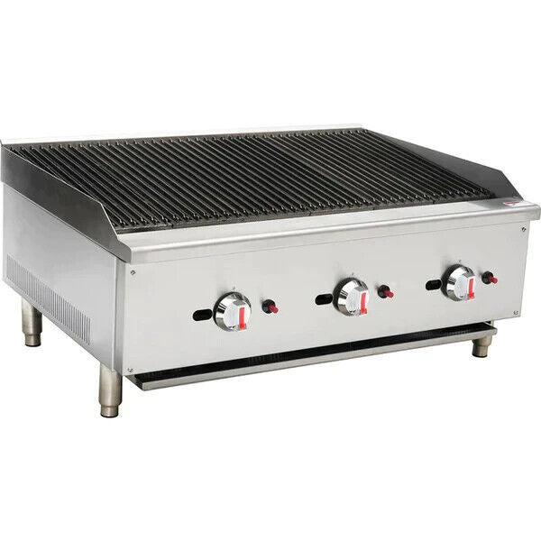 Heavy Duty Natural Gas Countertop Chargrill-Charbroiler 3 Burner NEW