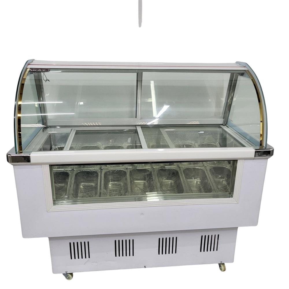 Ice Cream Freezer Display Scoop 14 1/4 Pans Showcase 125x69x123 cm Brand New